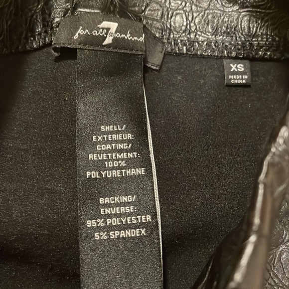 7 For All Mankind Croc Embossed Black Faux Leather Leggings, sz XS - Picture 8 of 13